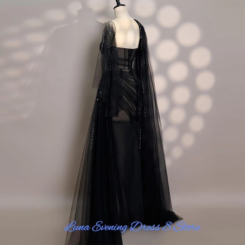 High Quality Tulle Crystal Evening Dresses Luxury Watteau Train Customized Prom Dresses Delicate Beading Special Occasion Gowns image 4