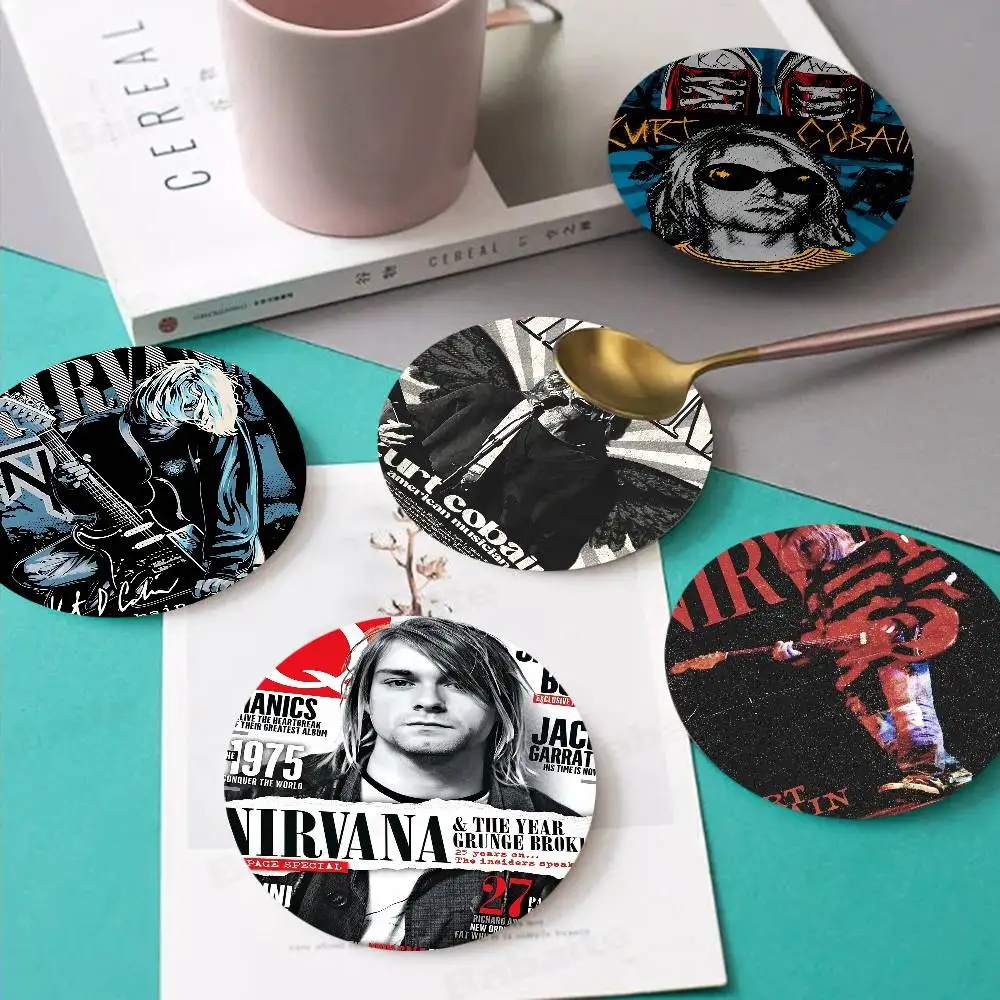 Band Hot N-Nirvana Wood Coaster Set - Heat Resistant For Tea