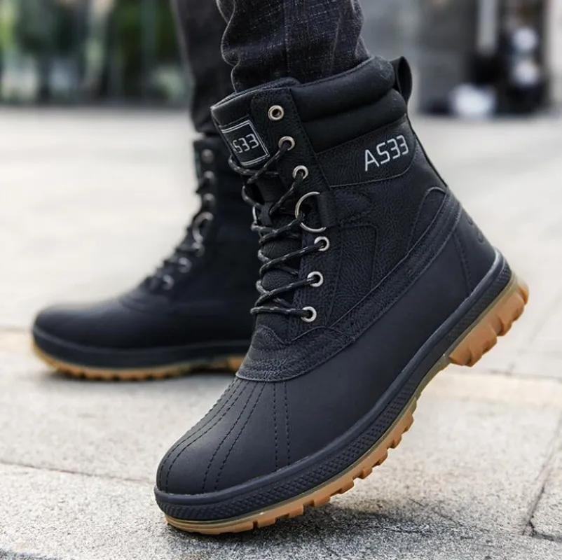 Plus Size 46 Outdoor Men Boots Winter Snow Boots for Men Training Work Boots Waterproof Slip-Resistant Keep Warm Winter Shoes