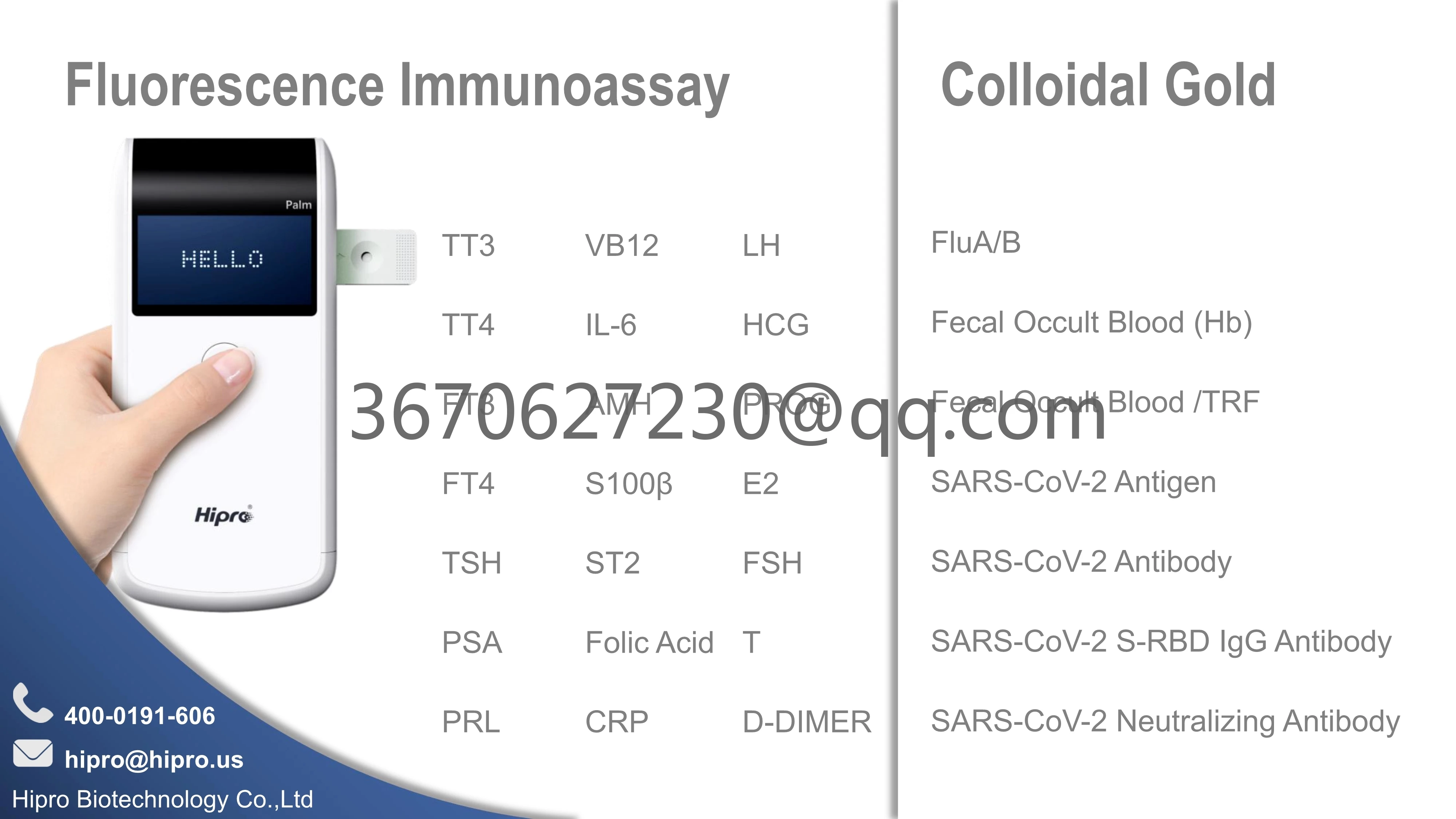 blood analyzer Automatic Fluorescence  PalmF for fast quantitative test