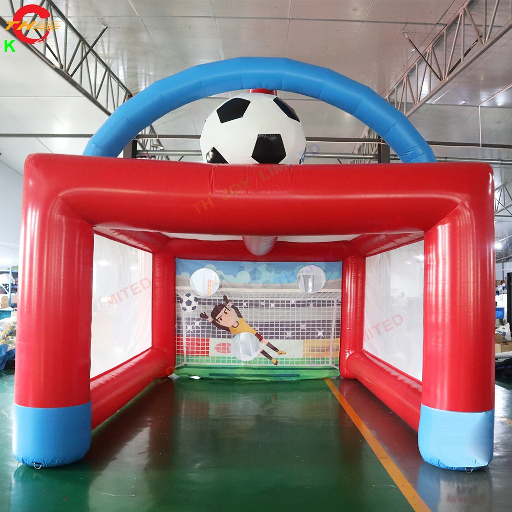 Free Door Shipping 4x3m/5x4m Inflatable Football Shooting Sport Game Toys for Kids Adults Carnival Interactive