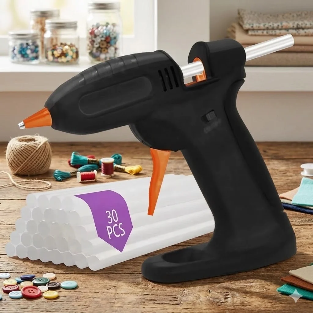 

Cordless Hot Melt Glue Gun Rechargeable Lithium Battery Powered Portable Wireless Glue Gun with Rapid Heating Smooth Flow for DIY Craft Art Home Repair Wood Plastic Paper Crafting School Projects