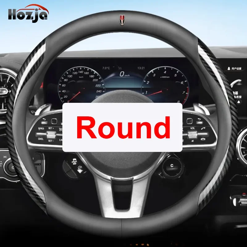 For HongQi HS5 2019 2020 2021 2022 2023 Steering Wheel Cover Non-slip 12color Carbon Fiber Bicolor Leather Car Accessories