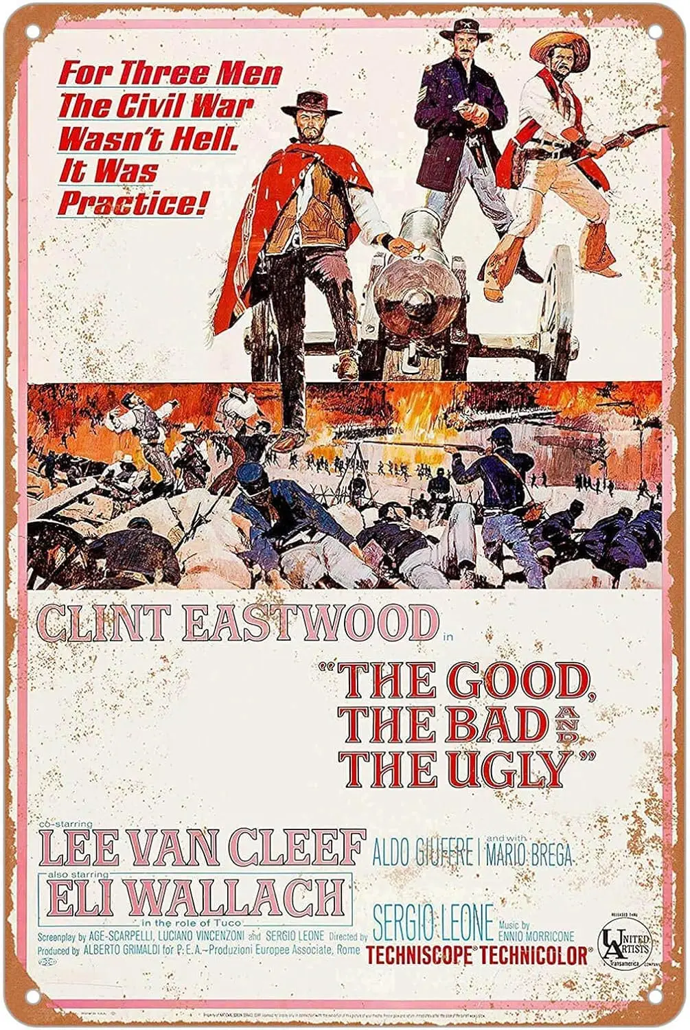 KENSILO Metal Sign Vintage 1966 The Good, Bad and Ugly Movie Poster Tin Signs Bar Club Man Cave Wall Decor es-aluminum s