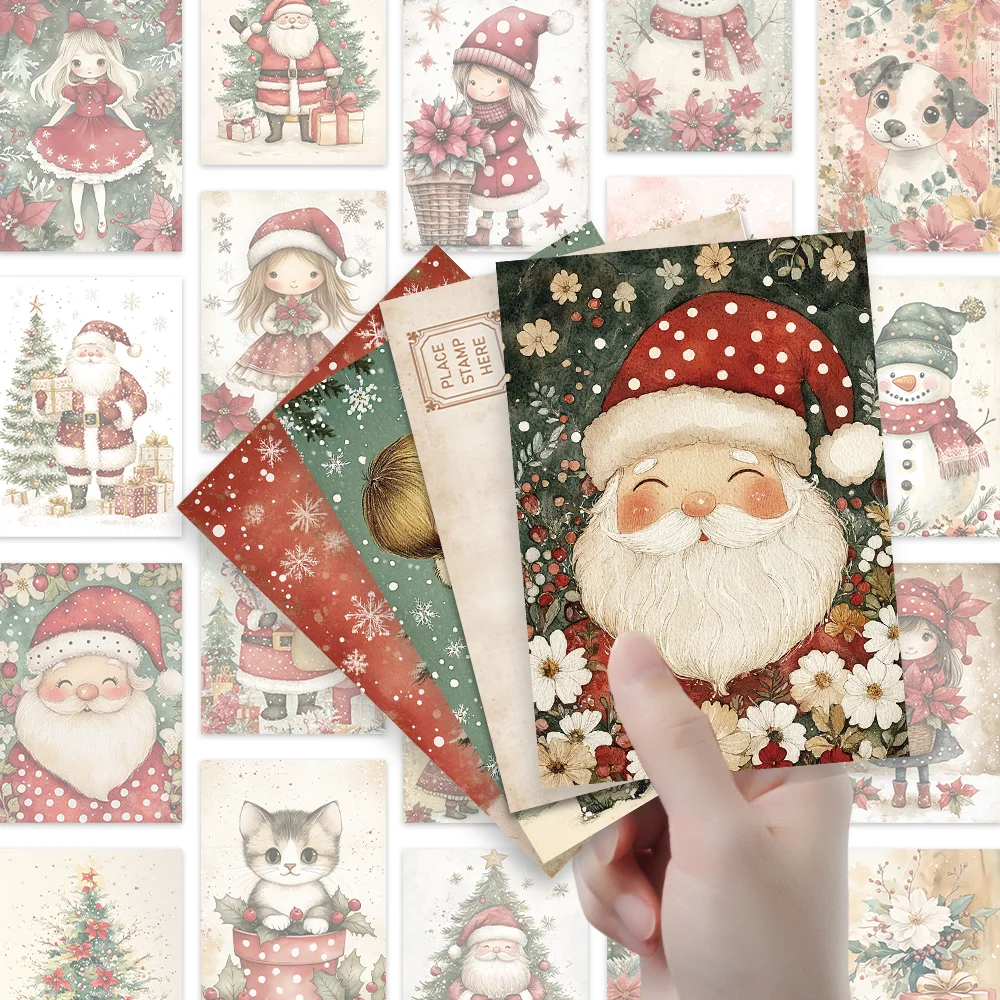 32 Stück süße gepunktete Weihnachts-Papierpostkarten für Mädchen, bezaubernde Illustrationsserie, Weihnachtsthema, Studentengeschenke, Schlafzimmerdekoration – Detail 6