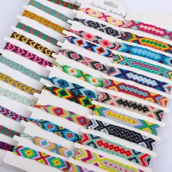6Pcs/Lot Colorful Bohemian Handmade Woven Bracelets With Adjustable Daily Wear Birthday Party Gifts For Men Women