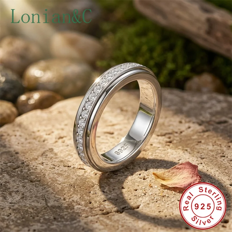 Full Moissanite Rotating Ring S925 Silver High-version CNC Precision ...