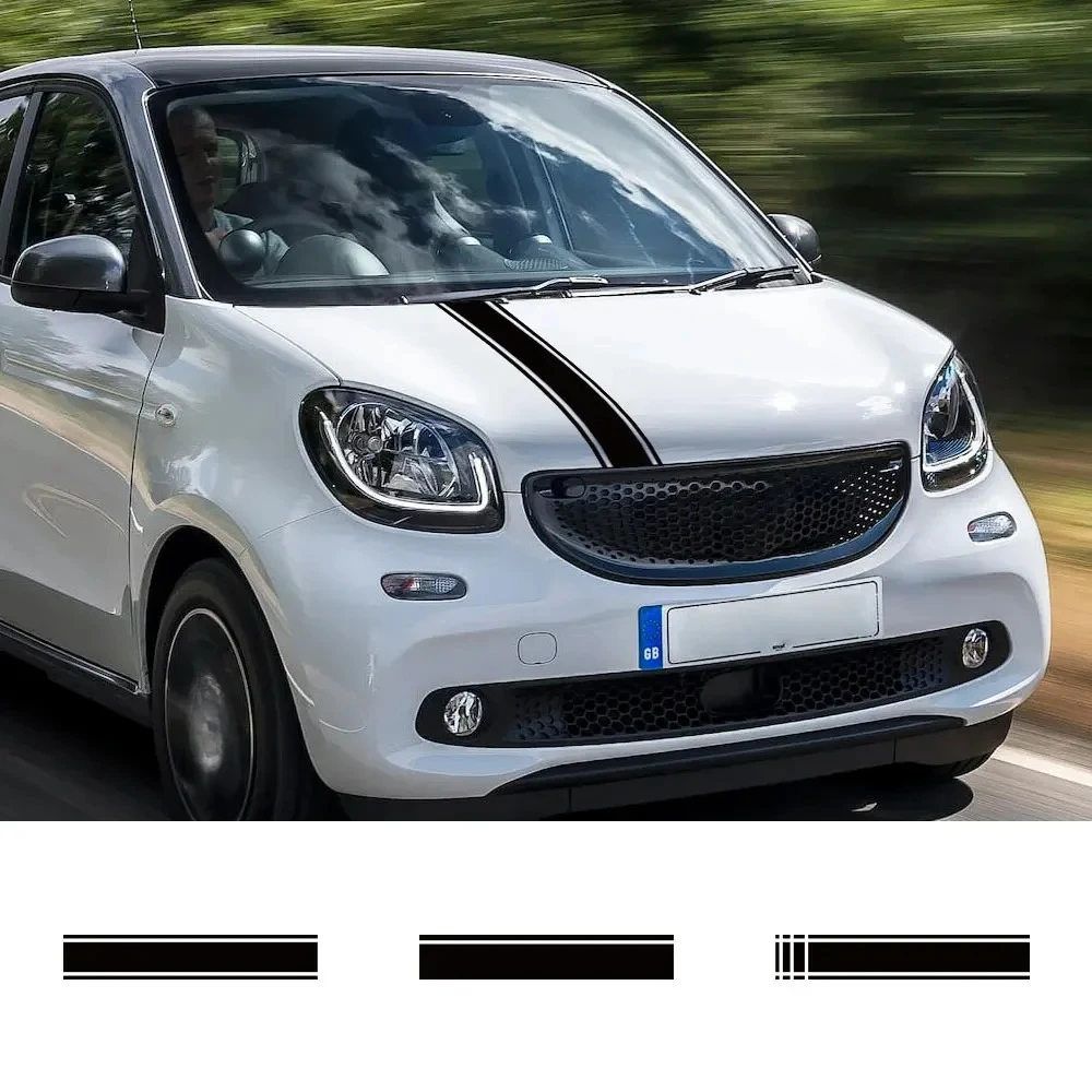 Adesivo per cofano motore anteriore auto per Mercedes Benz Smart ForTwo ForFour, pellicola in vinile, decalcomania, accessori tuning auto