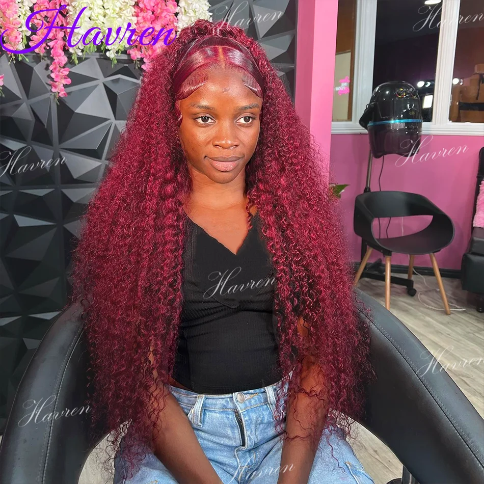 

Deep Wave Red Wig 99J Burgundy Curly Lace Front Wig 13X4 Water Wave 100% Human Hair Wigs Hd Lace Wig 13X6 Colored Frontal Wig
