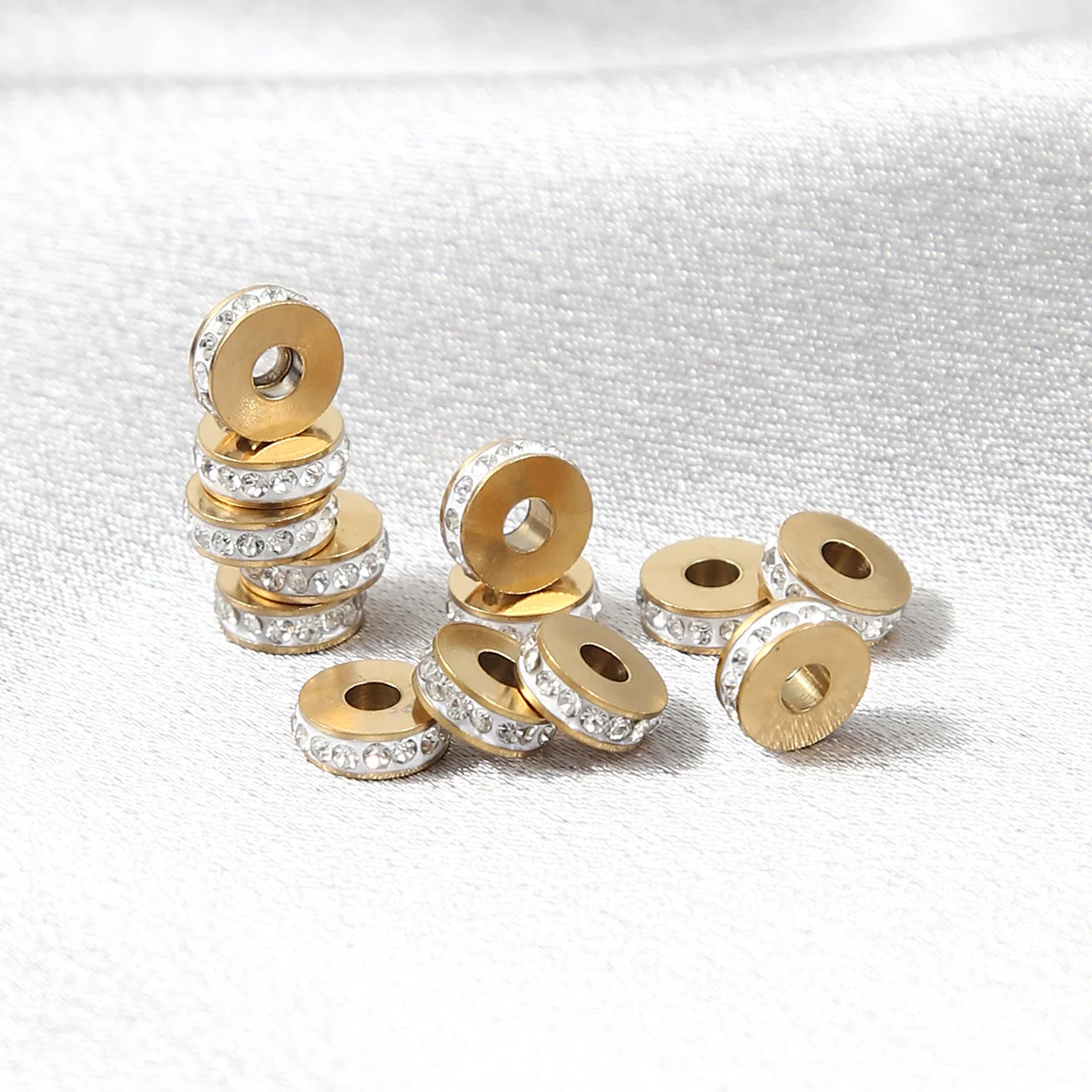 

20pcs Stainless Steel 7mm Flat Round Crystal Rondelle Spacer Bead for Jewelry Making Findings DIY Bracelet Necklace Accessories