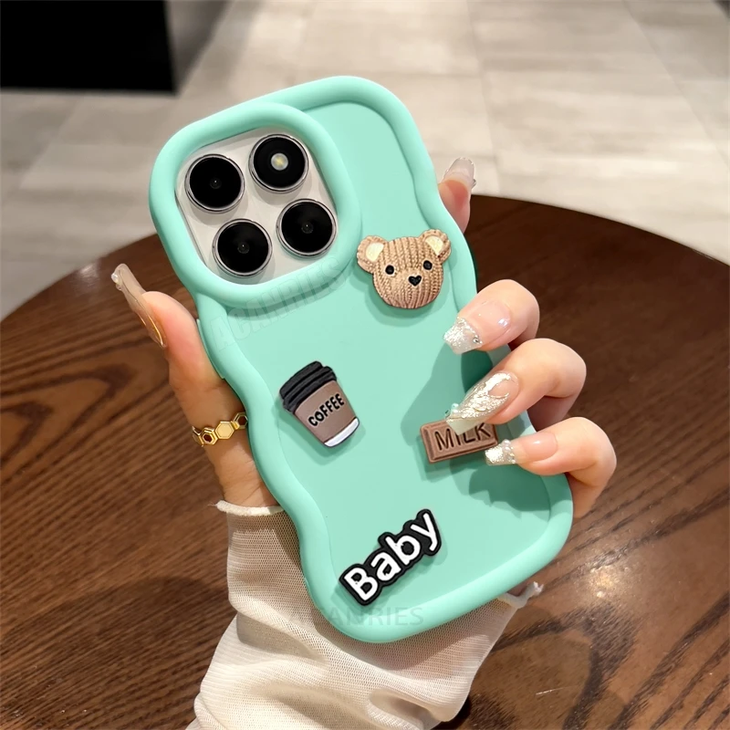 Honorx8 Cute 3d Bear Cartoon Wavy Silicone Case For Honor X8 X8a 4g 5g X8b X6 X7 X7a X7b X9a X9b 90 70 Magic 5 6 Lite Soft Cover