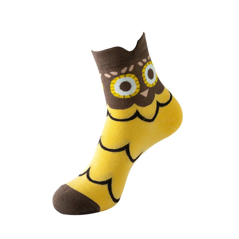 1/5 Pairs 3D Ear Cartoon Animal Girl Socks Children's Owl Pattern Casual Comfortable Versatile Women's Mid Tube Cotton Socks - view 3