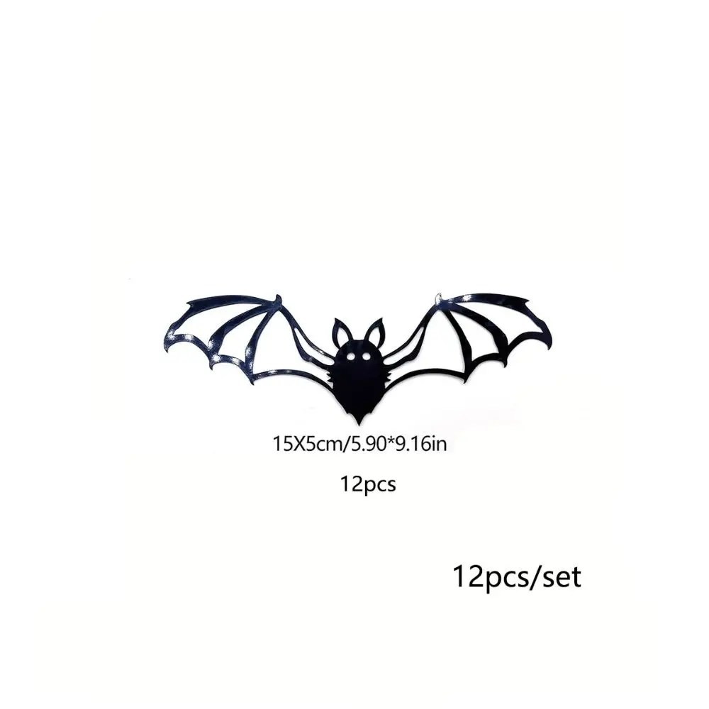 

12pcs/set Double-Layer Halloween 3D Bat Stickers Skull Pattern PVC Butterfly Wall Stickers Self Adhesive Halloween Window Decal
