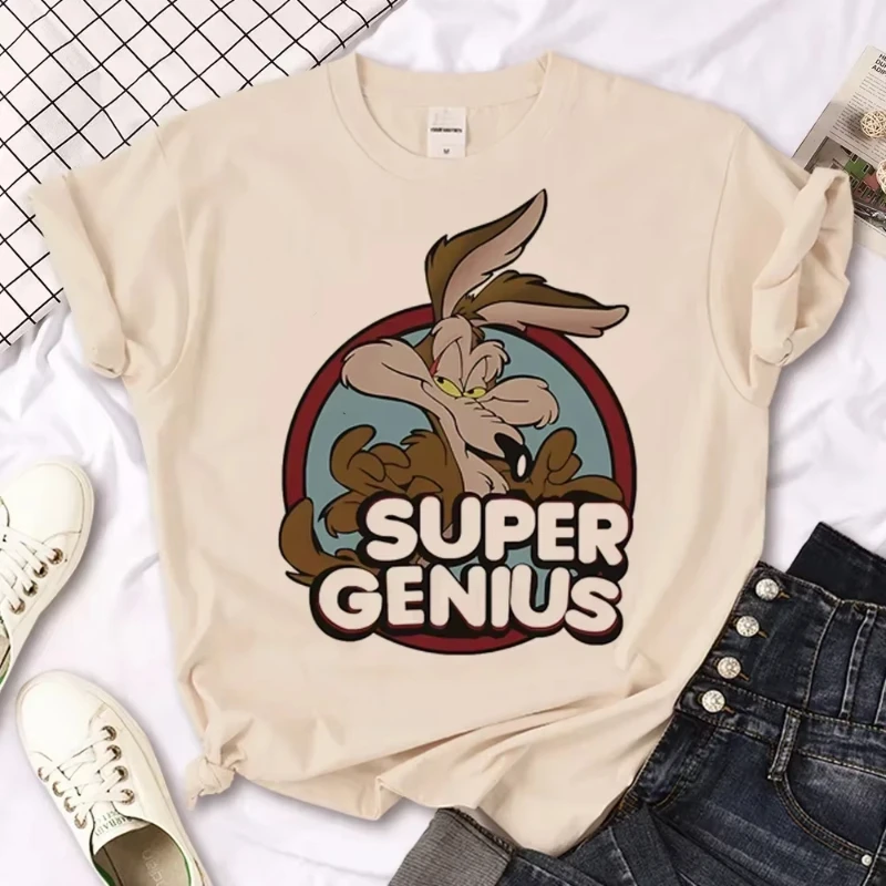 Wile E Coyote تي شيرت حريمي Y2K مانغا ملابس الشارع الشهير أنثى مانغا الصيف قصيرة الأكمام Harajuku بلايز عادية تيز الملابس الجمالية