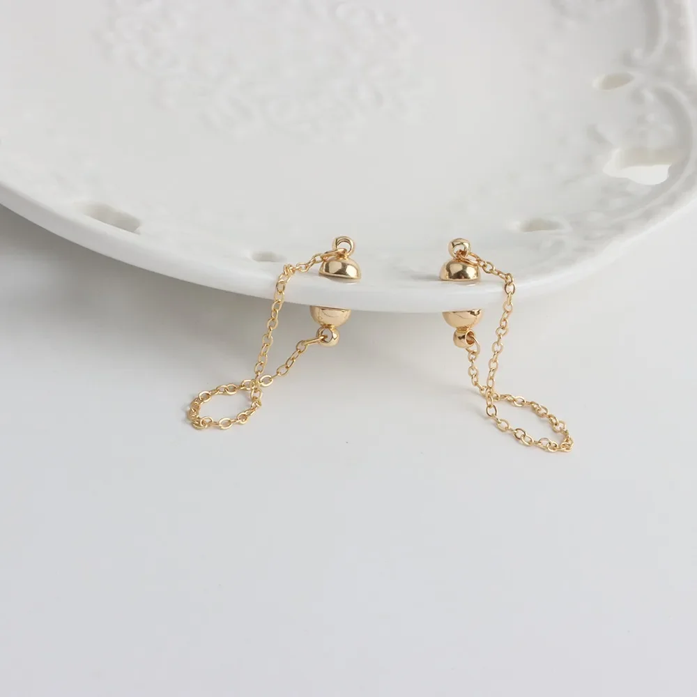 

18K Copper-plated GoldSafety Chain Extension Chain Magnet Connecting Buckle Necklace Bracelet DIY Handmade Jewelry Accessories