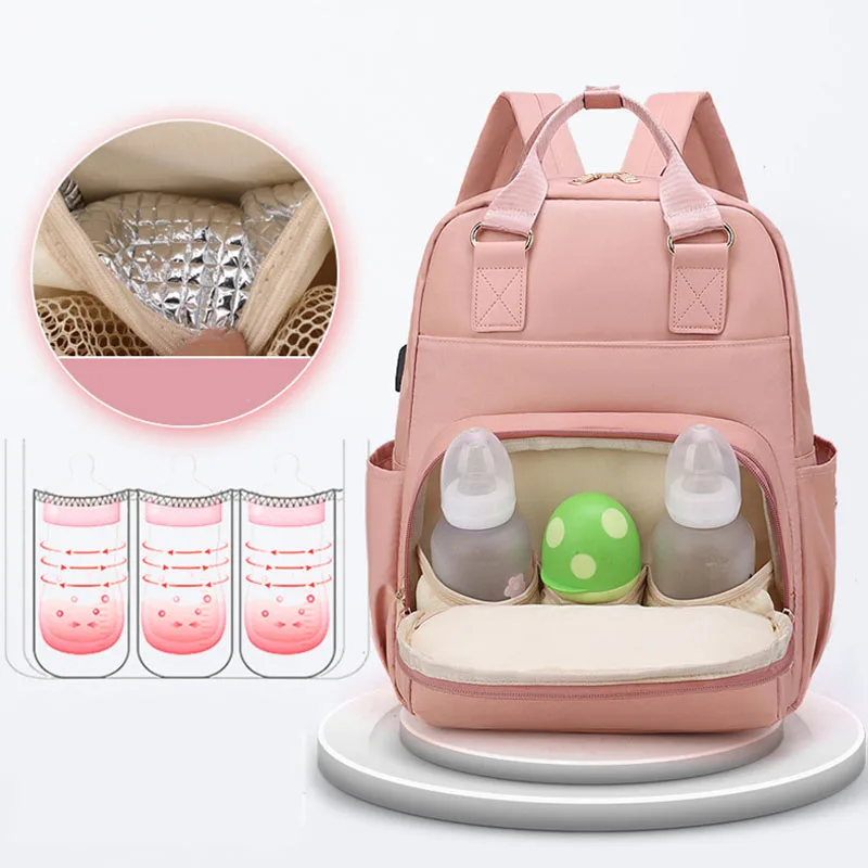 Mummy Bag USB Diaper Bag Baby Care Large Capacity Mom Backpack Mummy Maternity Wet Bag Waterproof Baby Pregnant Bag Nappy Bag