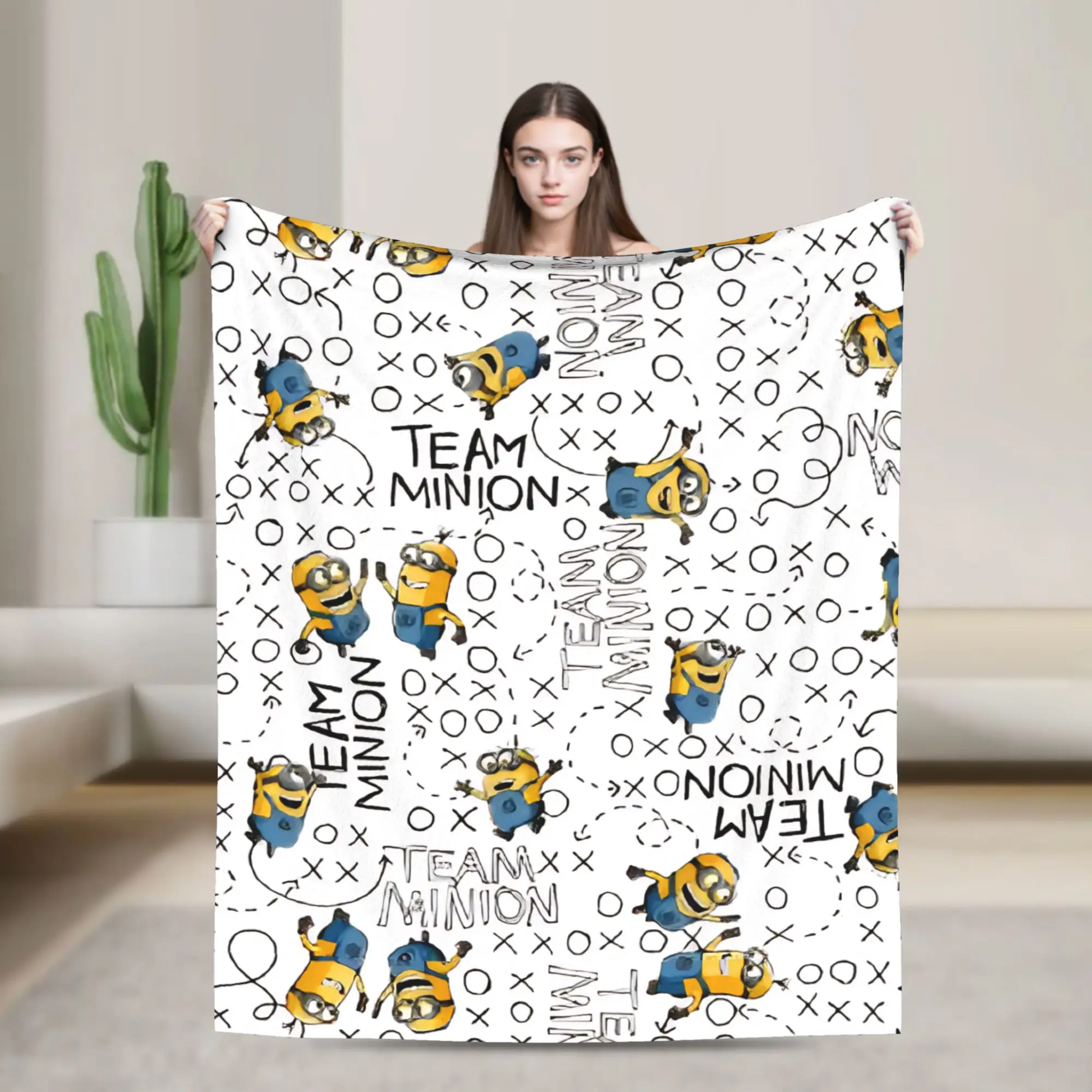 

Soft Warm Blanket Decorative M-Minions Cartoon Christmas Bedding Throws Flannel Bedspread For Bedroom Fashion Sofa Bed Cover