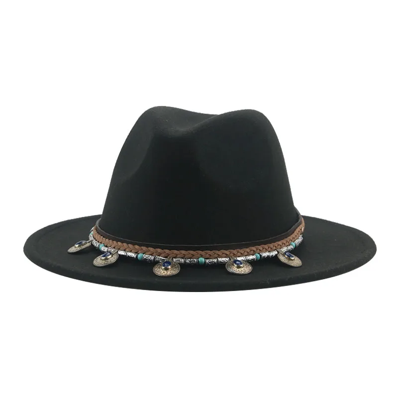 Fedoras Hat Men Women Belt Band Solid Felted Jazz Caps Western Cowboy Casual Felted Hats Men Women Winter Hat Sombreros De Mujer