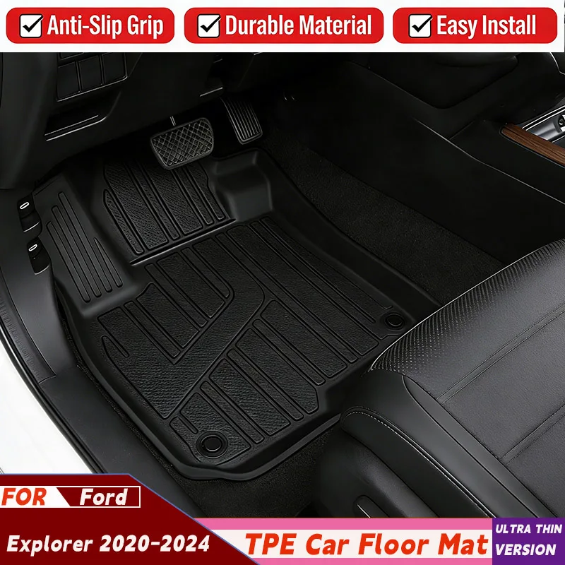 

3pcs Car Floor Mat For Ford Explorer 6/7-Seat 2020-2024 Mud Carpet Rubber Full 3D TPE Anti-dirty Foot Pad Auto Accessories