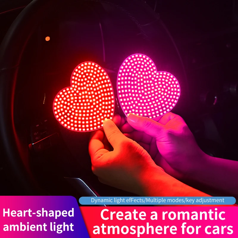

Car LED Window Lights Interior Decoration Lights Glowing Heart Atmosphere Car Modification Neon Lights USB Wiring Car Decoration