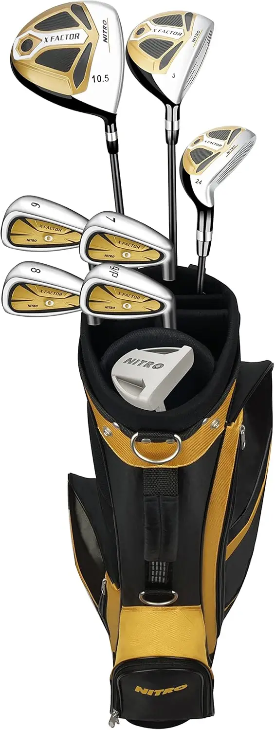 X Factor 13 Piece Golf Set All Graphite Men's, Right Handed, Gold/Silver