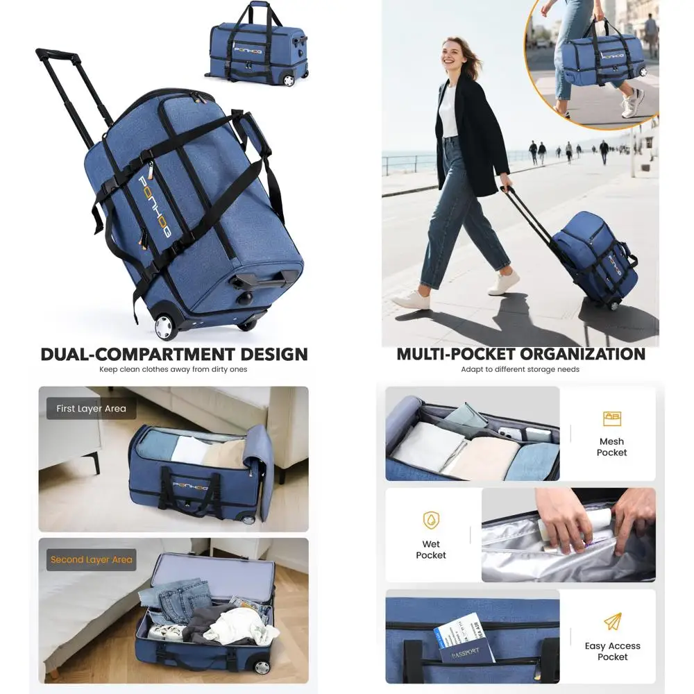 

Большая водостойкая дорожная спортивная сумка на колесиках с отделением для обуви для мужчин — идеально подходит для удлиненных поездок