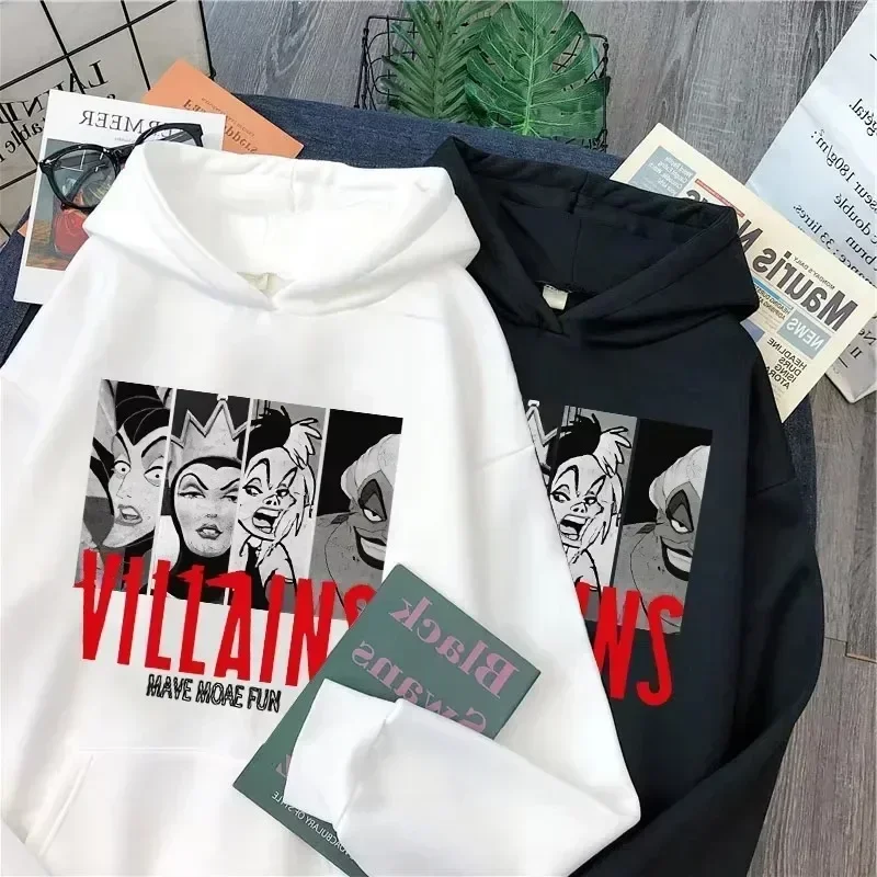 Disney Anime Hoodie Cartoon Villain Printed Sweatshirt Autumn Women\'s Casual Clothing Winter Harajuku Long Sleeved Pullover