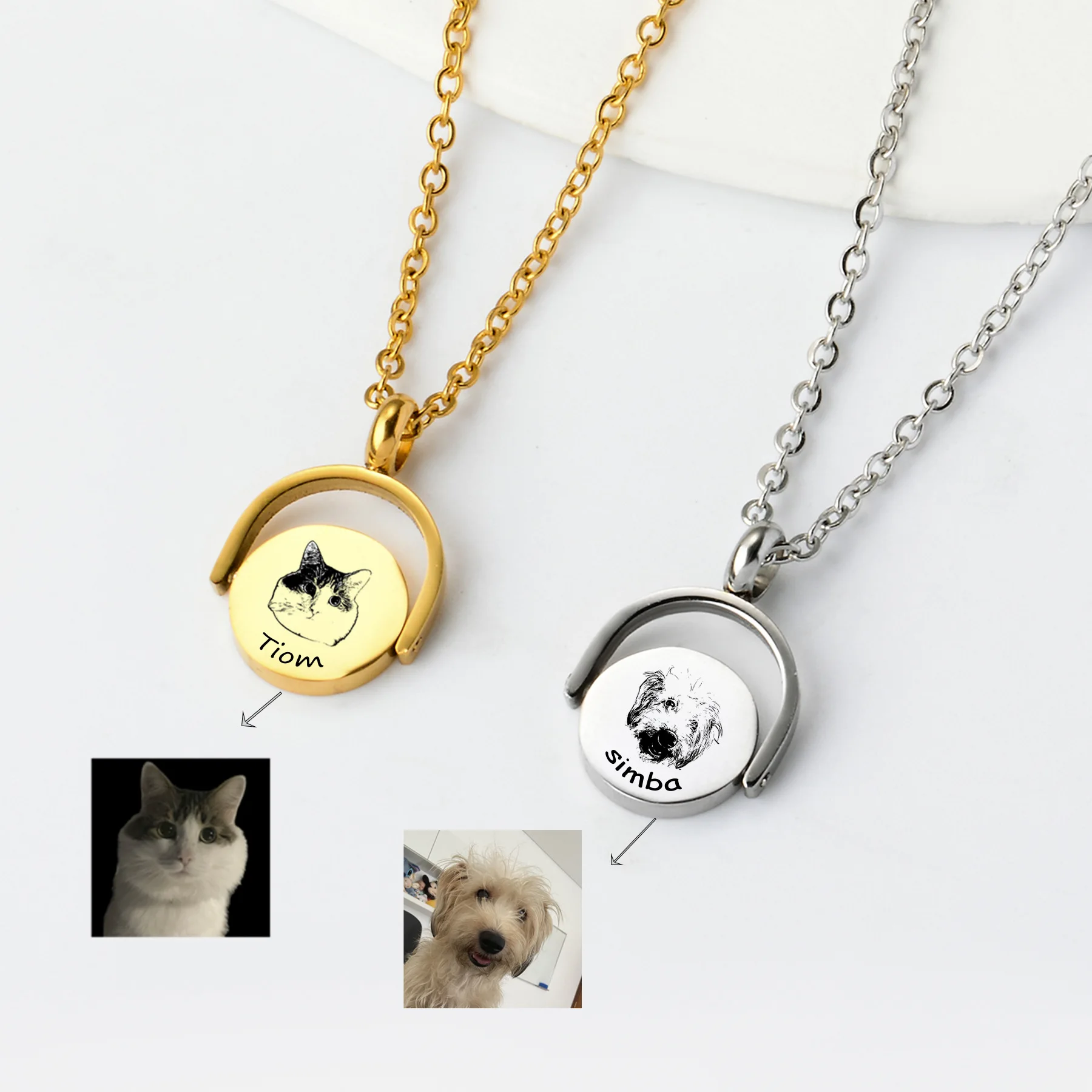 Steel Fun New Custom Laser Engraved Pet Photo Pendant Necklace For Women&Men Stainless Steel Jewelry Accessories Souvenir Gift