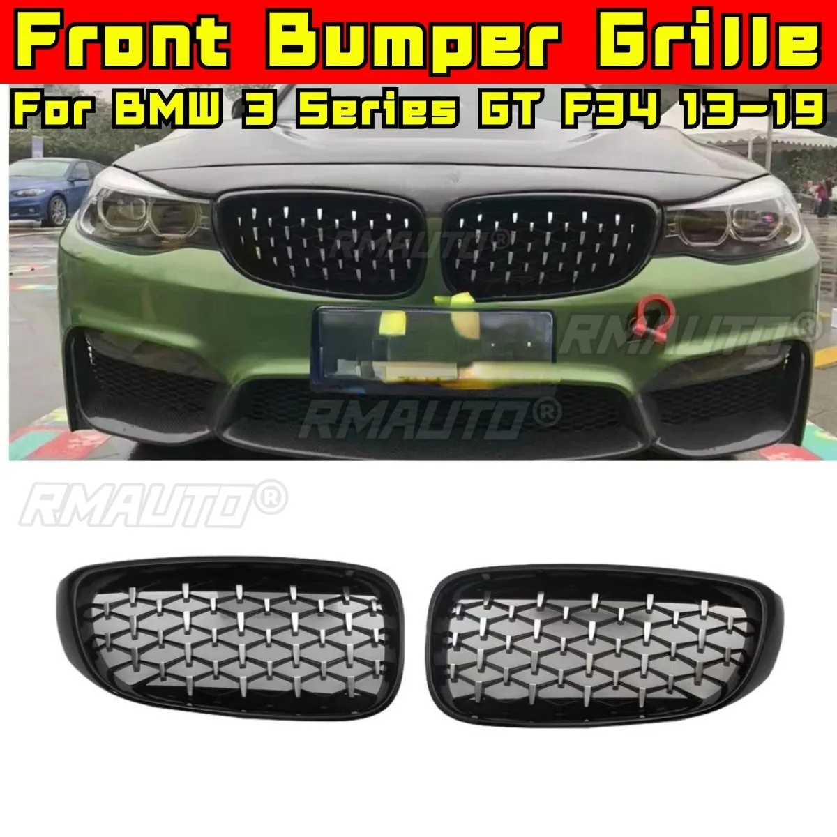 

Car Bumper Grill Decorative Strips Racing Grille Body Kit Front Bumper Grill For BMW 3 Series GT F34 2013-2019 Exterior Part