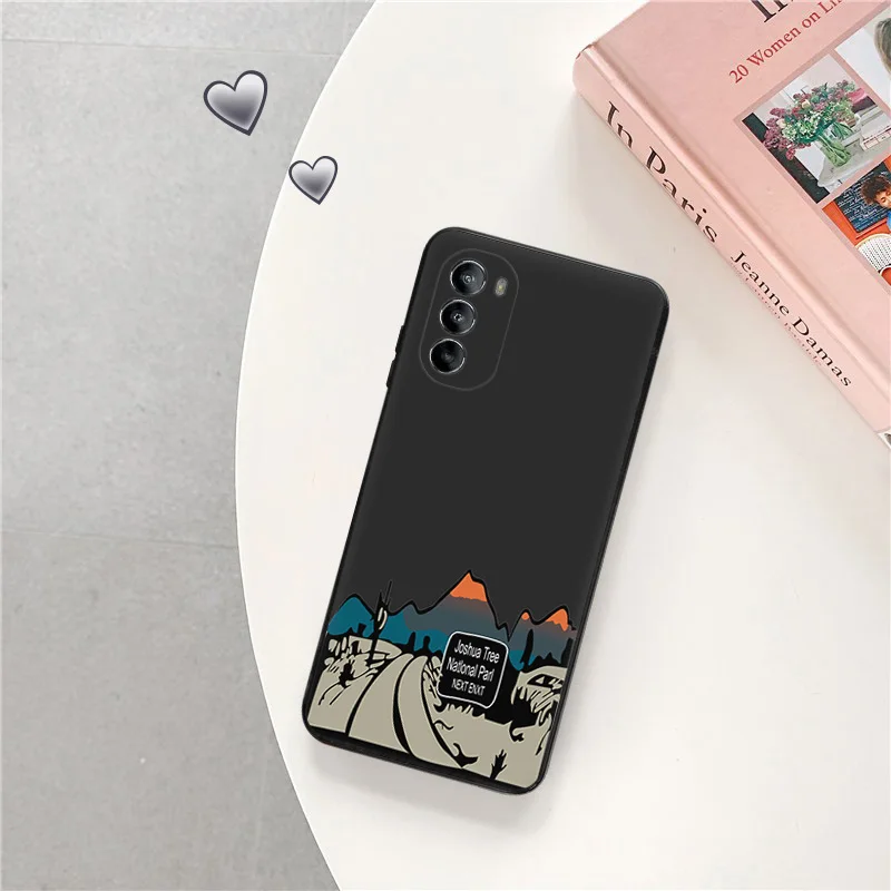 Phone Case For Motorola G50 G51 G30 G31 G60 G71 G22 G32 G52 G72 G73 G53 G9 Snow Mountain Volcano dune Black Soft Anti-Drop Cover