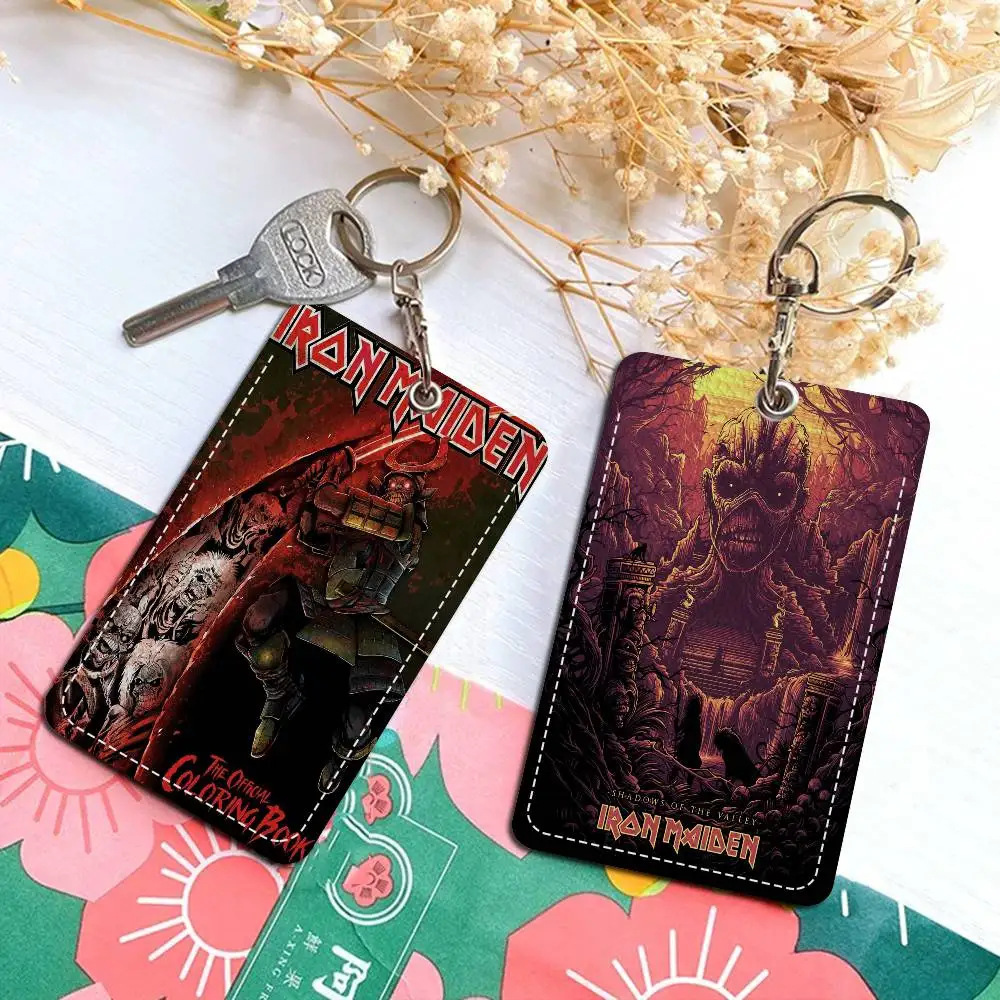 الفرقة I-Iron M-Maiden 1 قطعة حافظة بطاقات الوصول حافظة بطاقات جلدية المفاتيح حلقة رئيسية باب الوصول العلامات حافظة بطاقات الهوية المفاتيح #1