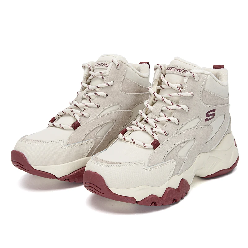 

Женская обувь Skechers D'Lites 3.0, модные кроссовки в стиле ретро на флисовой подкладке, повседневная обувь с высоким верхом, обувь Panda 167595-Burg