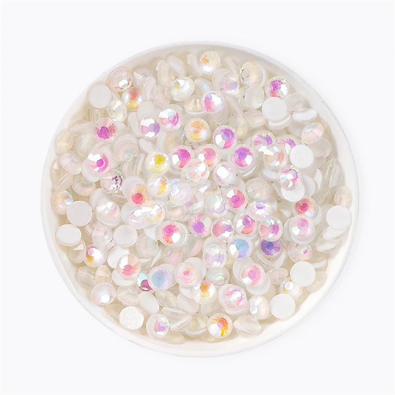 Mocha Shimmer White SS6-SS30 Glass Flatback Rhinestones Glitter Round Crystal AB Stones Glue On Diamond for Nail Art Decoration