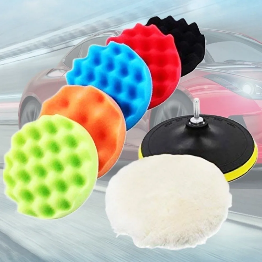 8pcs Soft Car Polishing Pad Practical Sponge Wave Foam Waffle Pad Car Wash Cleaning Detailing Tool