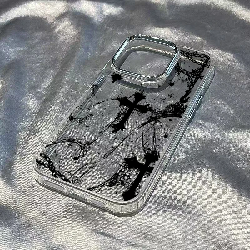 Funda transparente suave con diseño gótico oscuro de cruz para iPhone 17, 16e, 16, 15, 14, 13, 12, 11 Pro Max, X, XS, XR, 8, 7 Air, Plus 5