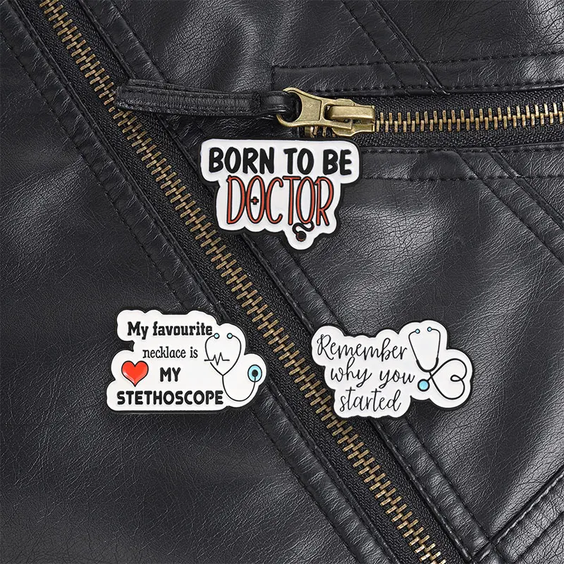 My Favourite Necklace Is My Stethoscope Enamel Pin Heart ECG Medical Humor Brooch for Nurses Doctors Daily Wear