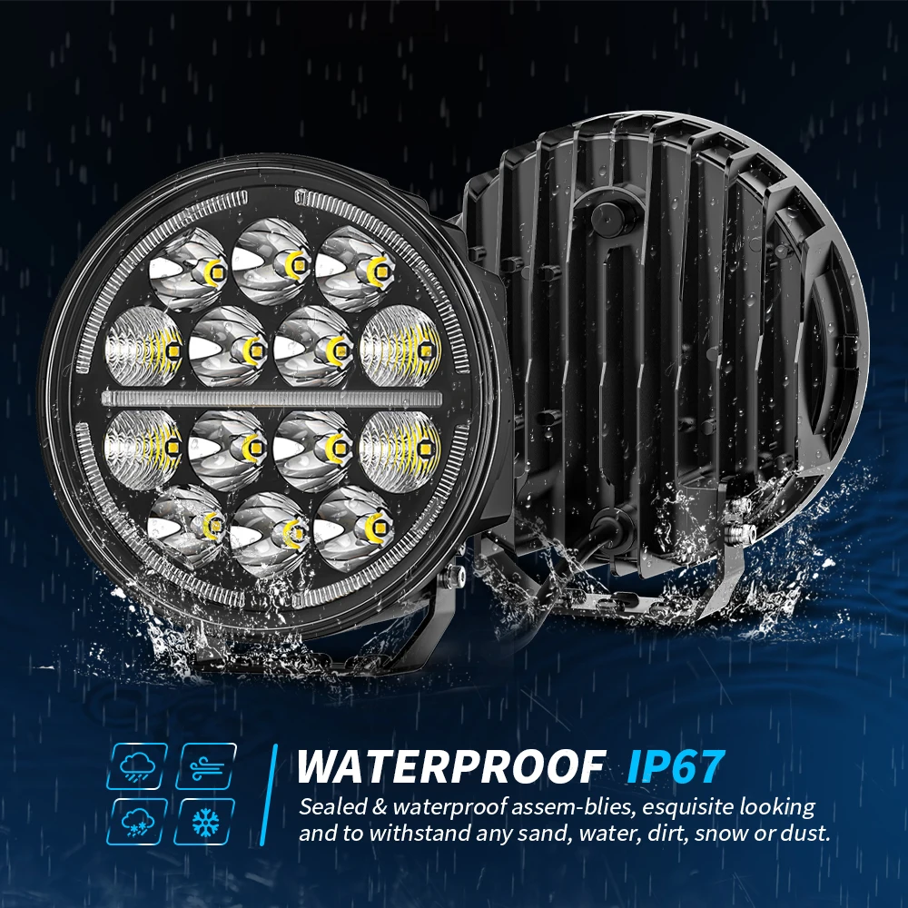 

Двухцветный светодиодный рабочий фонарь Ruond 60 Вт, 12 В, 24 В, прожектор дальнего света для мотоцикла, автомобиля, грузовика, внедорожного квадроцикла, 4x4, модернизация фар