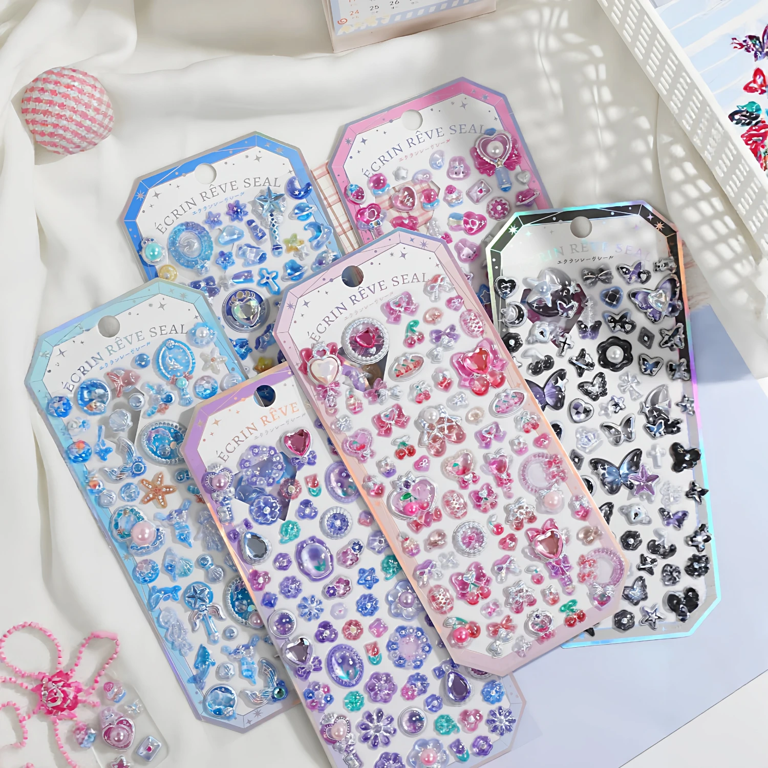 

Dreamy Gem Flowers Animals Seal 3D Relief Drop Stickers Scrapbooking DIY Journaling Sticker School Gift Cute Stationery Sticker