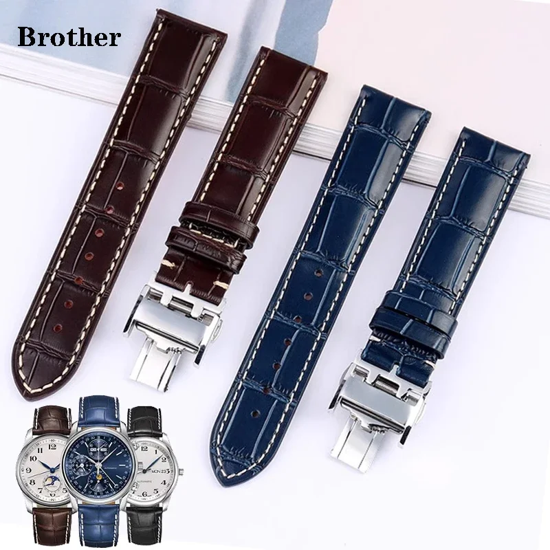 Cowhide Leather Watch Band For Longines Masters Collection L3 L4 L2.628/L2.673 Straps Original watchband 19 20 21mm Wristband