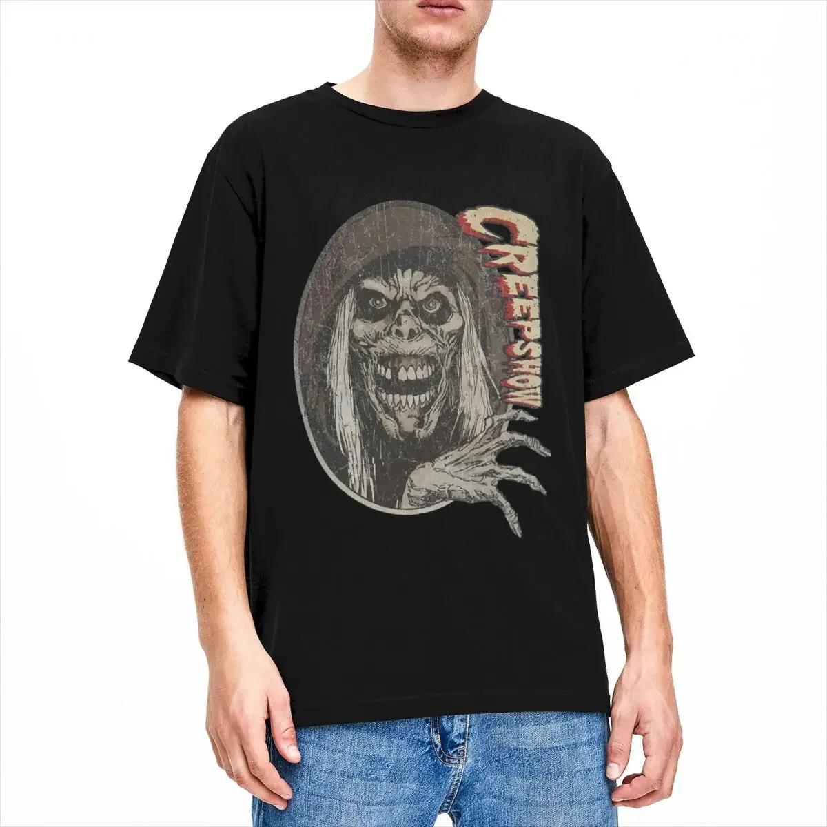 Novelty Creepshow 80s Vintage Horror Film T-Shirts Men Women Pure Cotton Creep Show Movie Lover Tees Shirt Gift Idea Clothes