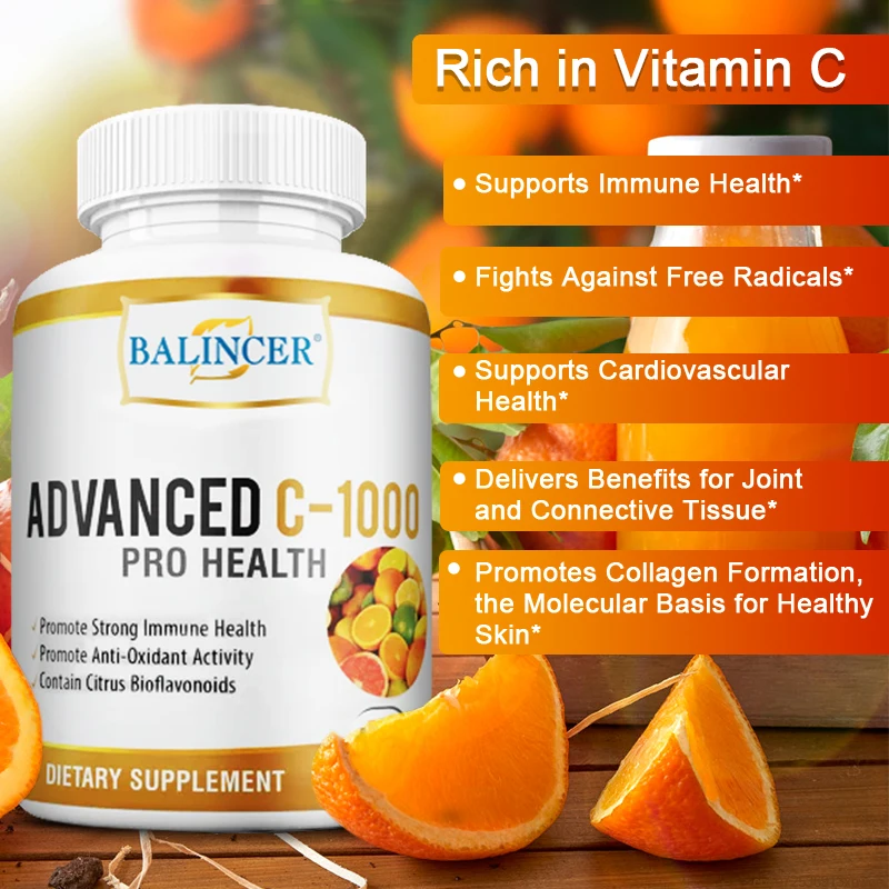 Vitamina C 1000 mg, complejo bioflavonoide cítrico, polvo de acerola, extracto de rosa mosqueta, refuerzo de colágeno, 120 cápsulas