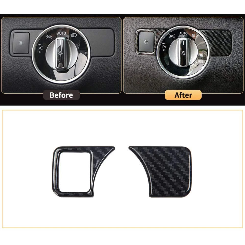 Carbon Fiber Head Light Lamp Switch Cover Sticker, Auto Parts Interior,For Benz GL GLS X166 GLE W166 AMG W176 W246 CLA