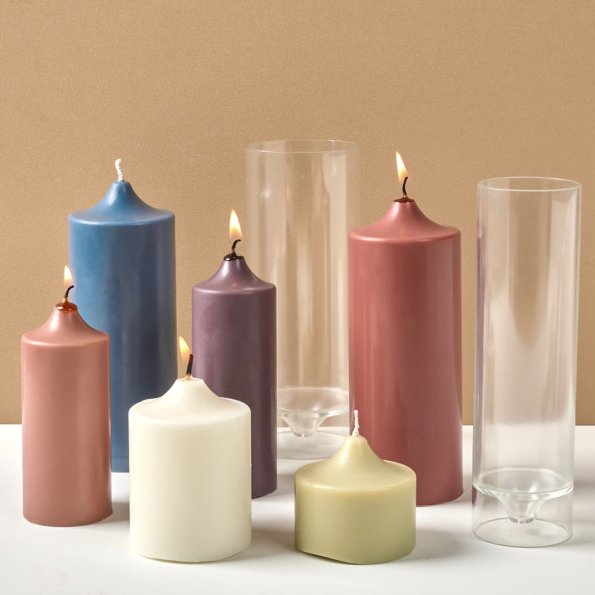 3D Cylindrical Candle Plastic Mold DIY Handmade Pointed Vertebral Body Easy Demoulding Candle Acrylic Molds for Wedding Home Dec