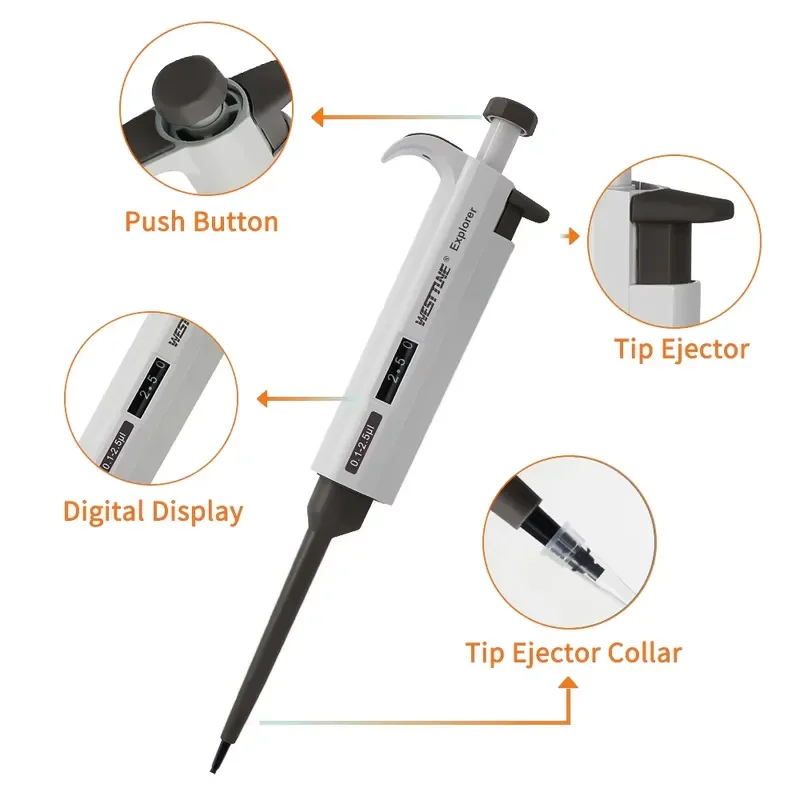 2026 New, High Quality, WESTTUNE Adjustable Single Channel Digital Micropipette High Accuracy Variable Volume Lab Pipette for