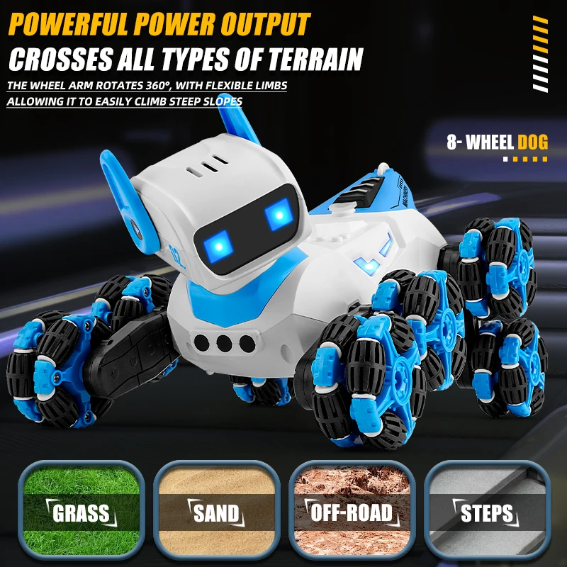 F03 الأطفال التحكم عن بعد سيارة محاكاة روبوت الكلب مركبة ذكي التحكم المزدوج RC سيارات أطفال عيد الميلاد اللعب