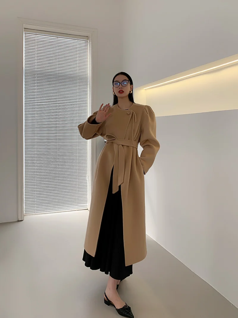 

Limited edition 499 new Chinese style buckle minimalist style anti season coat women's double-sided cashmere coat 2023 autumn