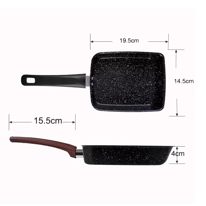 Japanese Omelette Pan Nonstick Tamagoyaki Pan Omelette Frying Pan with Wooden Handle Breakfast Pancake Egg Pan Kitchen JT