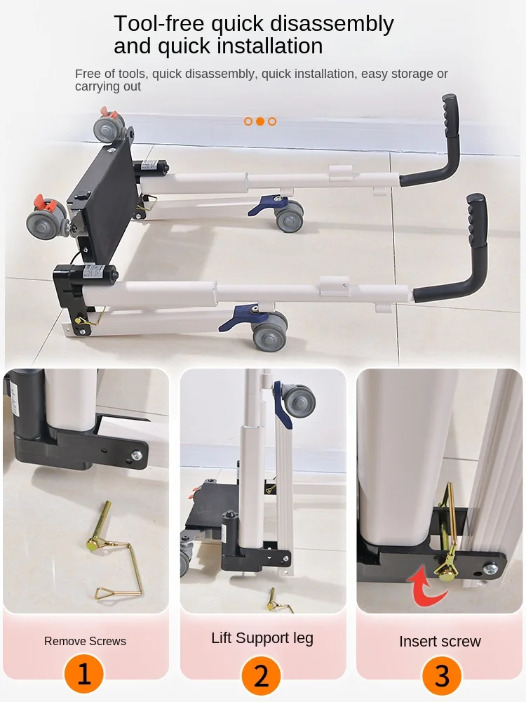 Seat Patient Lift Transfer Chair Hydraulic Bathroom Portable Elderly Lift aid Bedside Commode Chair images - 6