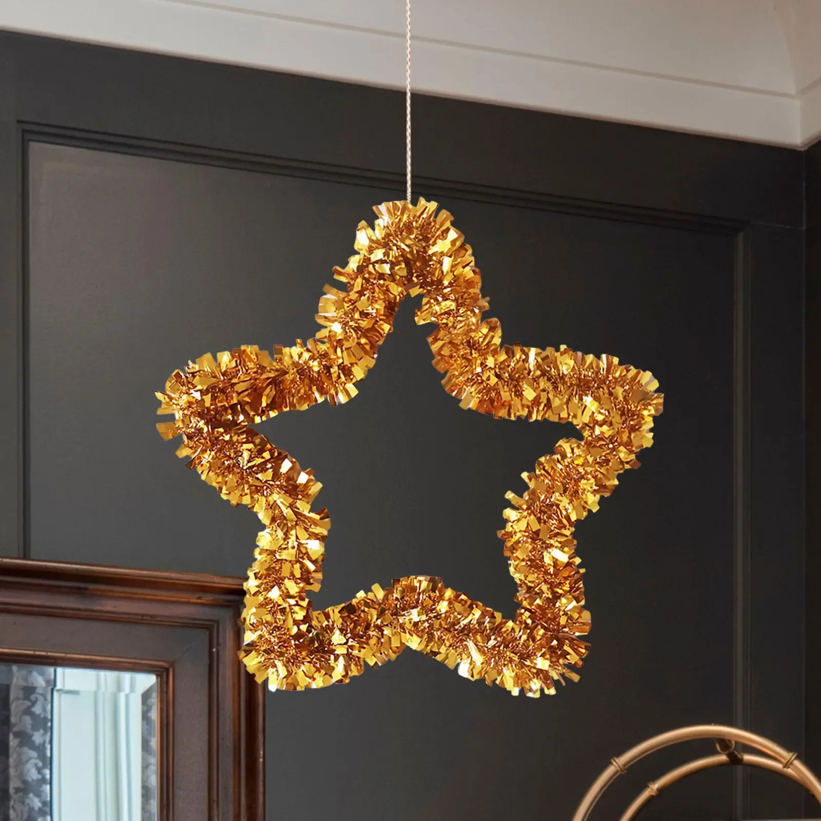 Stars Wire Garland Wall Background Hanging Pendant Table Centerpiece Holiday Party Home Decoration