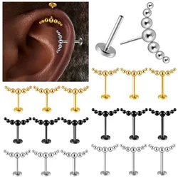 Surgical Steel Threadless Push In Round Ball Labret Stud Lip Ring Cartilage Ear Stud Conch Tragus Earring Helix Piercing Jewelry
